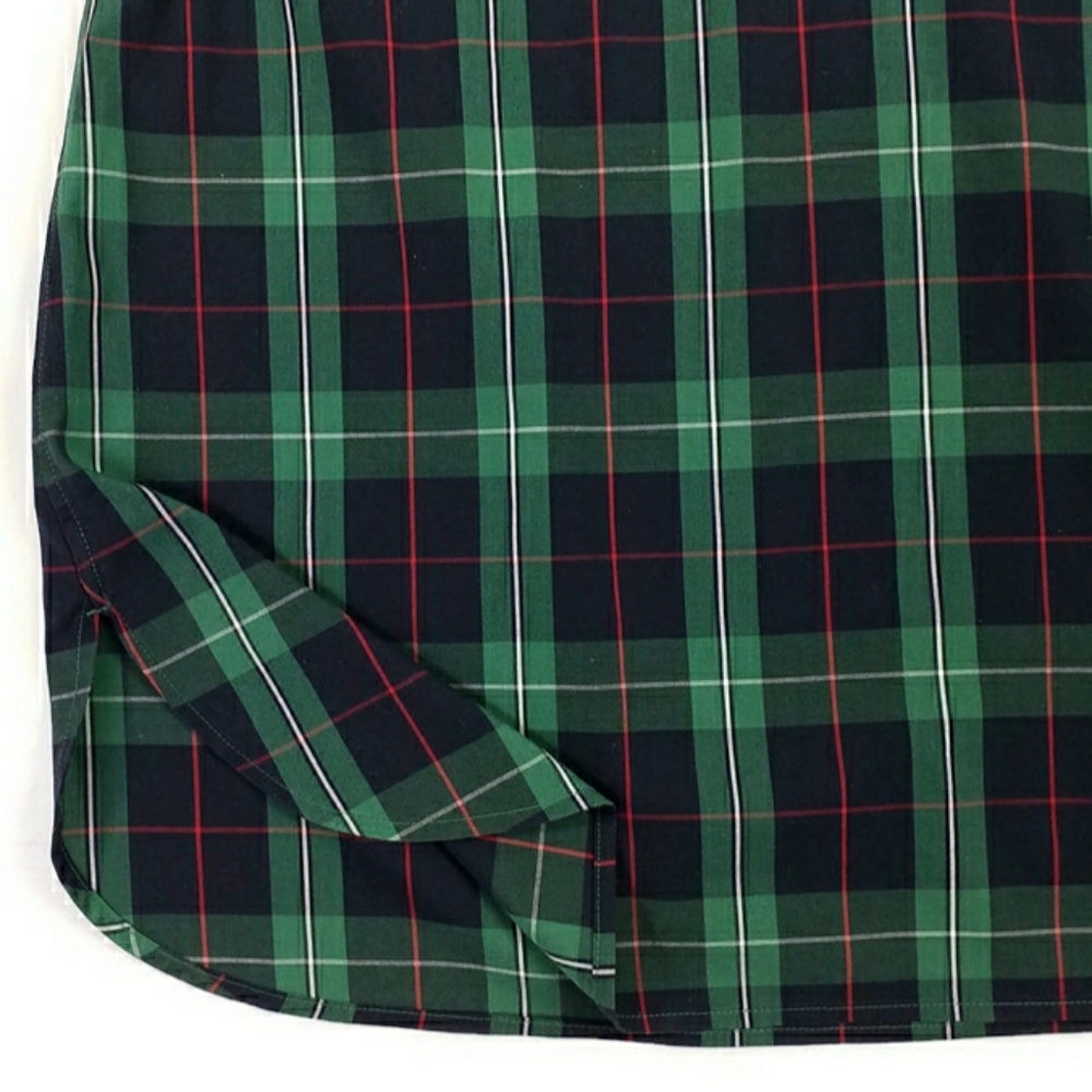Talbots Blue Green Tartan Plaid Long Sleeve Popover Tunic Blouse Womens 6 - Picture 7 of 13